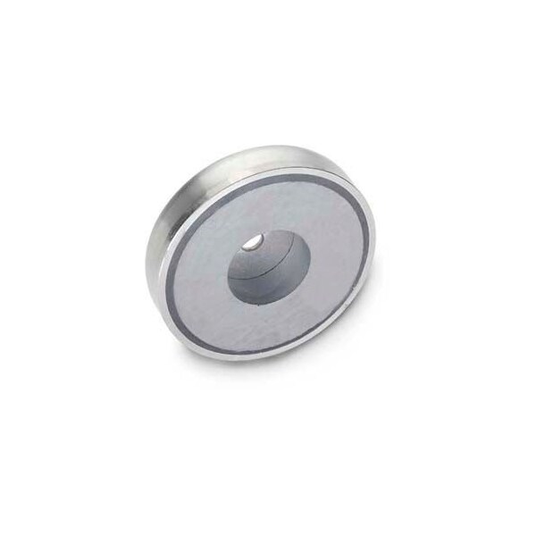 J.W. Winco Retaining Magnet Assembly w/ Thru Hole - 2.48" Dia. Stainless Steel 50.45-HF-63 - main